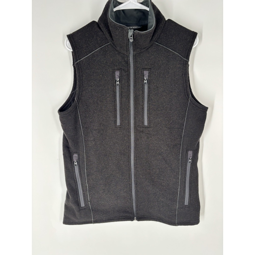Kuhl Mens Interceptr Vest Sz M Black Fleece Full Zip Outdoor Hiking Gorp Layer - Picture 1 of 9